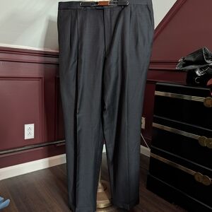 Santorelli Charcoal Gray Pleated Cuffed Como 2 Wool Italian Dress Pants